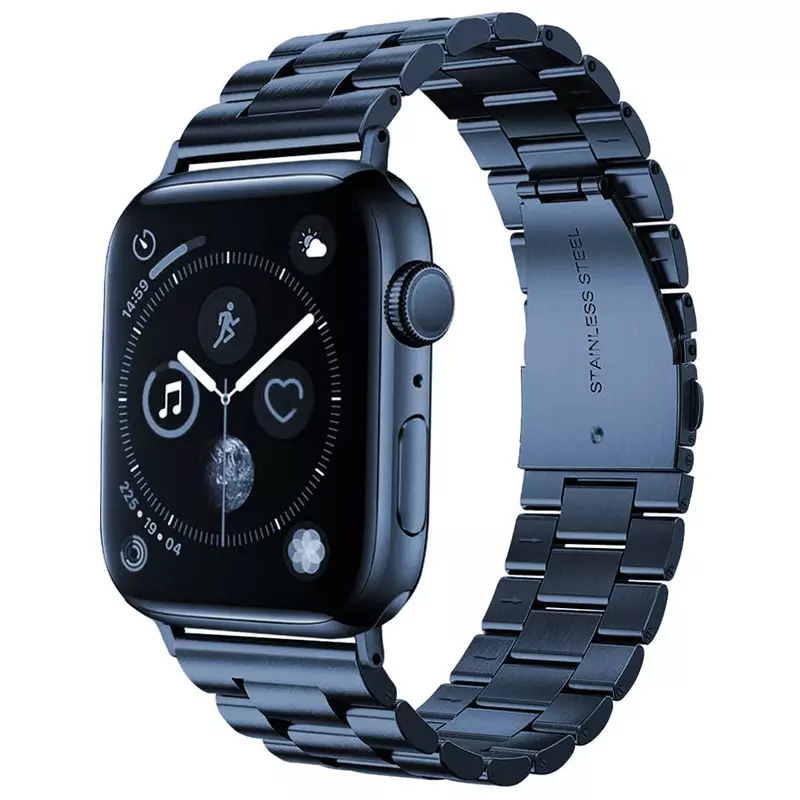 Pols Armband Voor Apple Watch Se Band 9 8 7 6 5 40Mm 44Mm 45Mm Ultra 2 Rvs Business Strap Voor Iwatch 3 38 42Mm Blauw