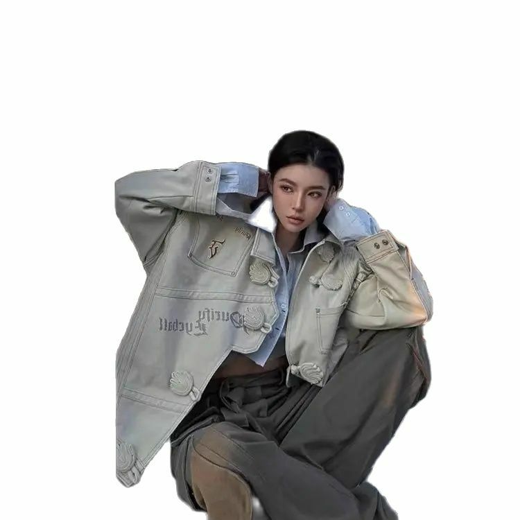 Chaqueta moderna de alta calidad para mujer, chaqueta con cuello de solapa bordado, diseño Retro, versátil, todas las estaciones