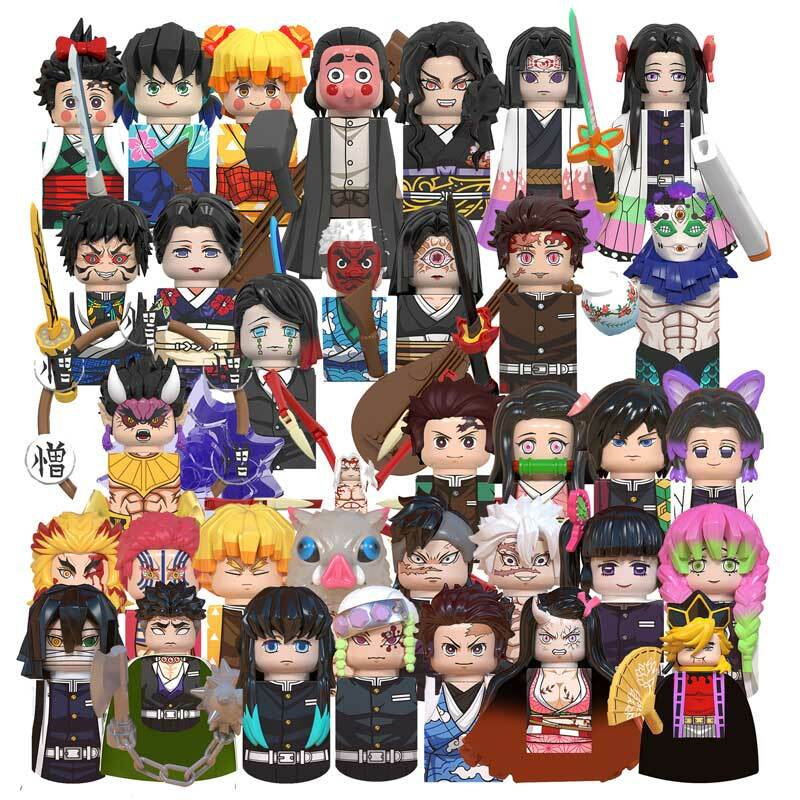 Figuras de acción de Demon Slayer para niños, WM6162, bloques, Giyuutarou, Douma, Kibutsuji, Muzan, Gyokko, Mini Anime, juguetes de bloques, WM6162