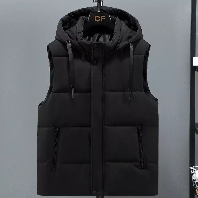 L-8XL Oversize Autumn Winter Vest Men 2023 New Thick Warm Hooded Sleeveless Jacket Men Casual High Quality Plus Size Waistcoat