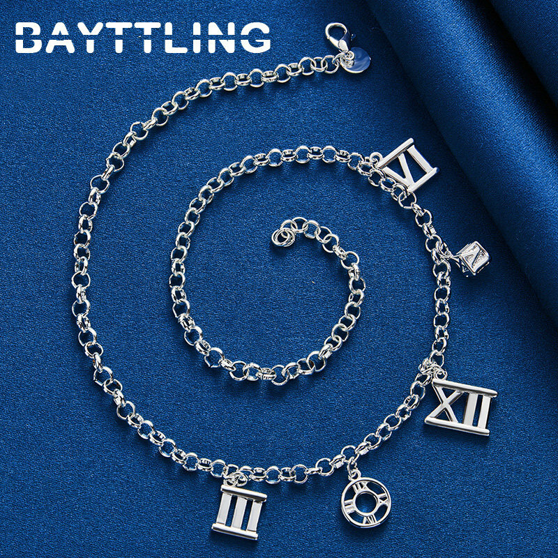 925 Sterling Silver 18 Inches Hip Hop Men Necklace For Women Fashion Roman Numerals Jewelry Wedding Engagement Punk Gift