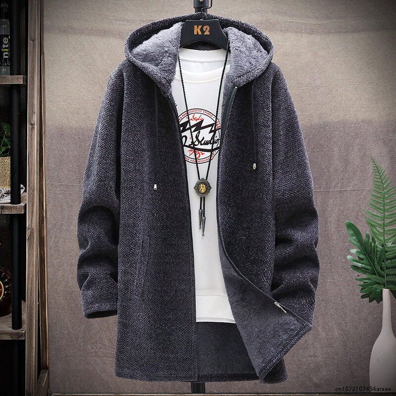 Streetwear lavorato a maglia 2023 maglione da uomo con cappuccio Cardigan Casual Harajuku maglioni Homme