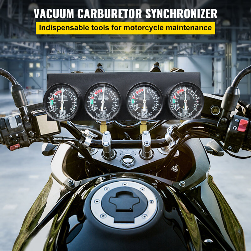 Vevor Fuel Vacuum Carburetor Synchronizer Carb Tools sync 4 Gauge Set with Rubber Hose Vacuum Balancer Meter Kit For Motorcycle