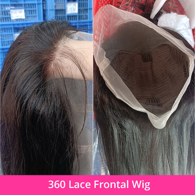 Wig renda penuh 360 rambut manusia pra-pencabutan tanpa lem 13x6 Hd Wig renda Frontal lurus tulang renda depan untuk rambut manusia Wanita