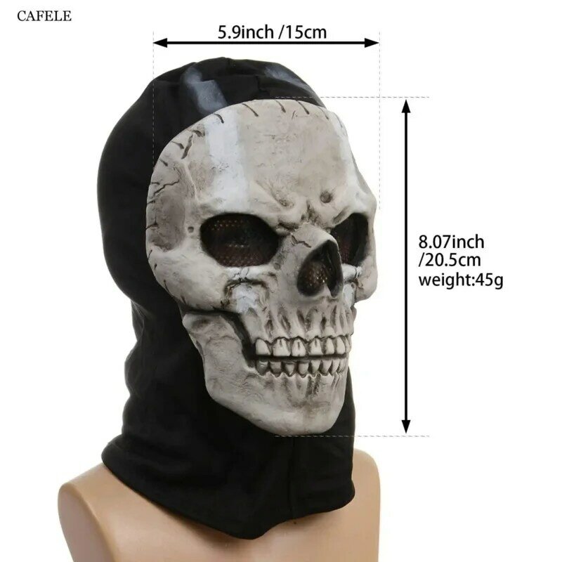 Masque facial GhostFace pour hommes et femmes, masque intégral effrayant, masque de crâne, jeu de guerre, masque centralisé Halloween, Call of Duty, MW2