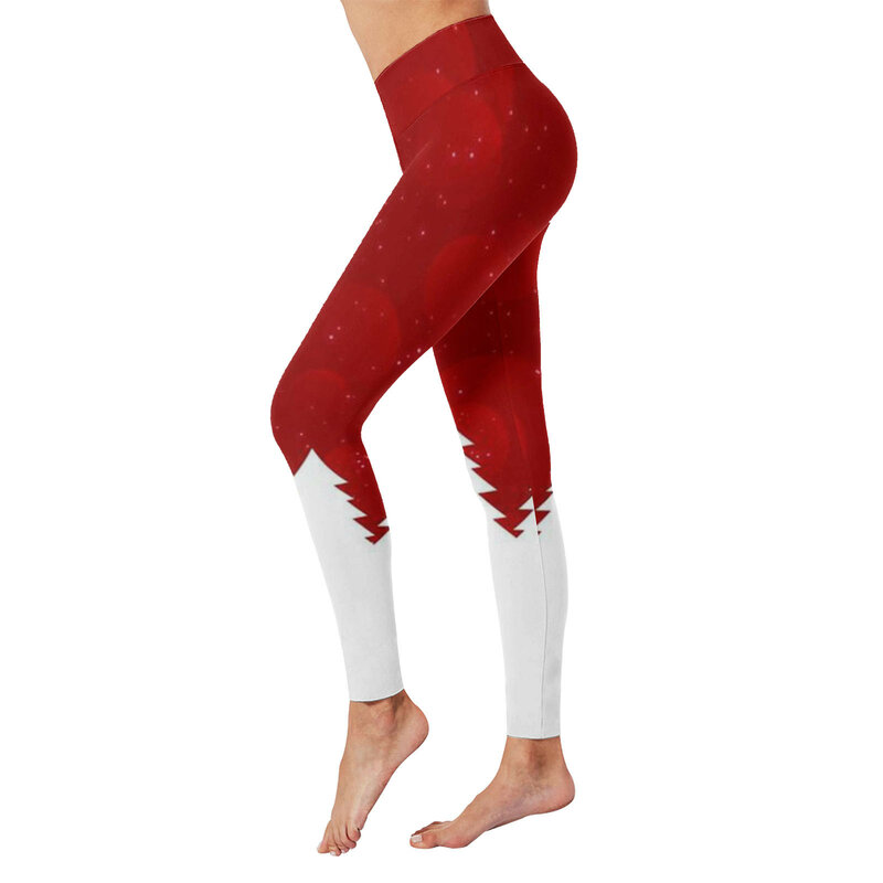 2024 z nadrukiem świątecznym wzór wysoki stan damski obcisłe spodnie do biegania jogi i codzienne legginsy Fitness kostium