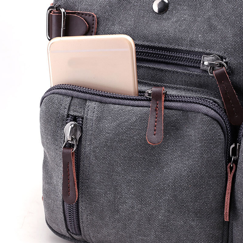 Kvky Heren Handtassen Canvas Schouder Crossbody Messenger Bags Solide Hoge Capaciteit Man Casual Reizen Multifunctionele Back Pack Laptop (