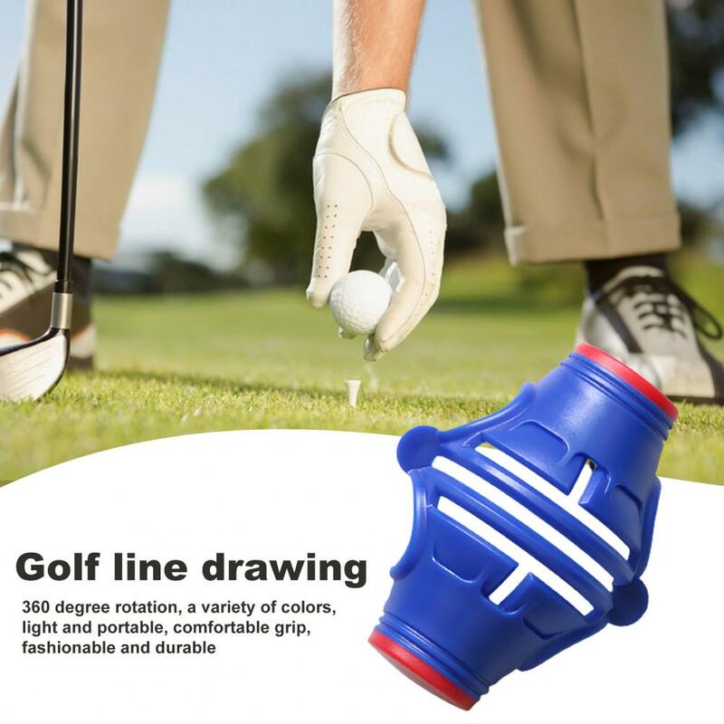 Marcador de bola de golfe com concha plástica 360 graus com objetivo de inscrição, desenho profissional de 3 linhas ferramenta portátil de marcação de alinhamento