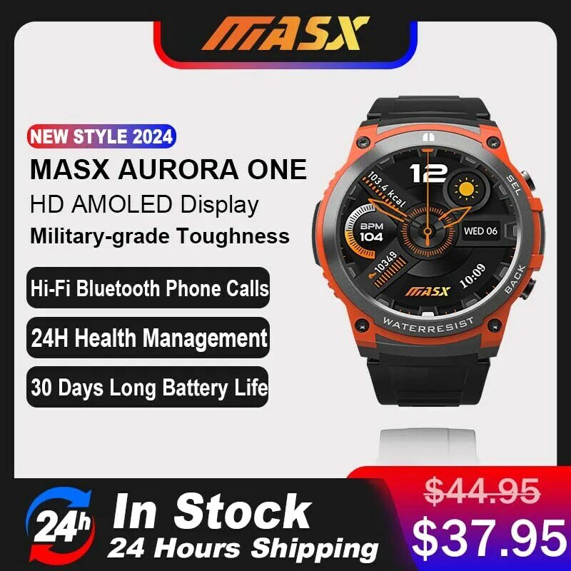 Masx Aurora Een Slim Horloge 1.43 ''Amoled Display 400Mah Bluetooth Noemt Militaire Taaiheid 5atm Waterdicht Sporthorloge
