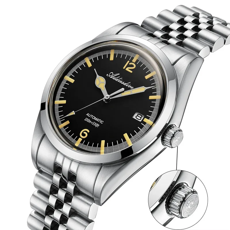 ADDIESDIVE 39mm męski automatyczny zegarek mechaniczny rekreacyjny ze stali nierdzewnej zegarki do nurkowania luster Bubber Luminous Relogios Masculino