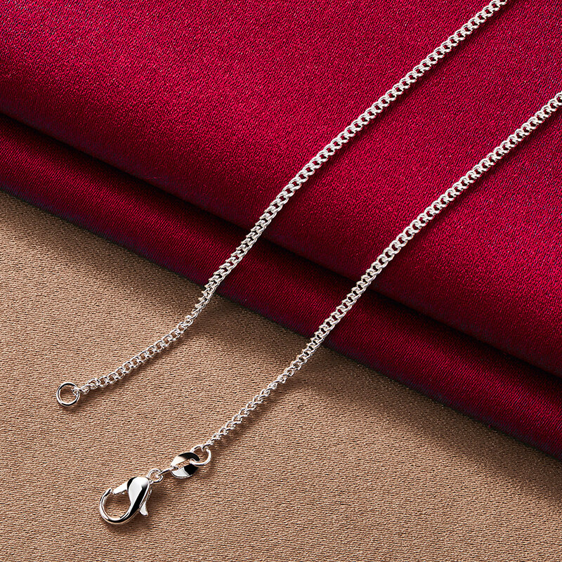 SHSTONE-collar de plata de ley 925 para mujer, cadena trenzada de 2mm, 40-75cm, accesorios de boda para fiesta, joyería de moda
