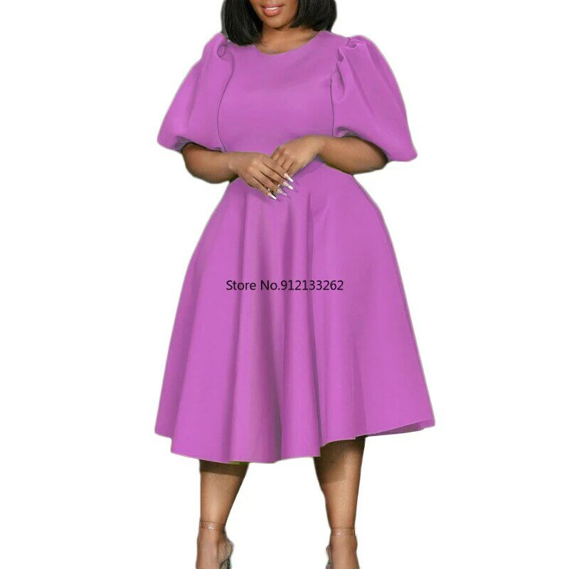 Women Elegant Dress O Neck A Line Pleated Female African Party Evening Classy Event Occasion Dance Ladies Wedding Guest Gown New