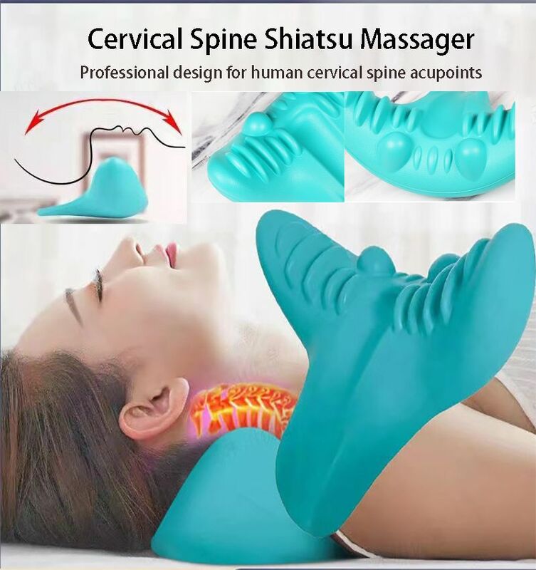 Almohada de masaje para alivio del dolor Cervical, dispositivo de tracción quiropráctica, relajante para cuello y hombros