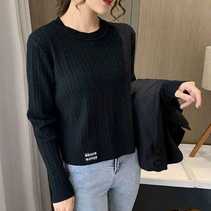 O-neck Loose Short Knit Pullover Women Sweater long-sleeve Thin Sweater 2023 Spring Autumn Fashion Femmes Casual Tops Female