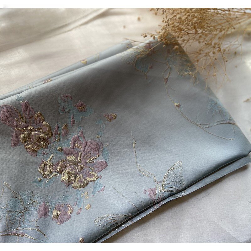 Tecido Jacquard tecido dourado gravado, vestido macio, dama de honra, estilo chinês, novo