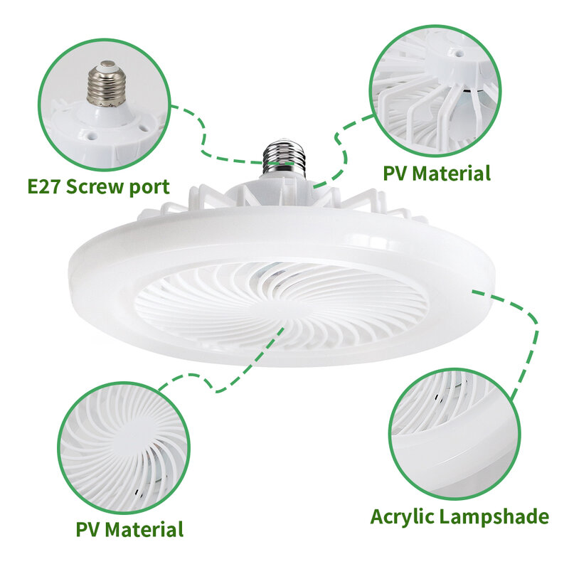 3in1 Ceiling Fan with Lighting Lamp E27 Converter Basic for Bedroom Living Home Silent AC85-265V
