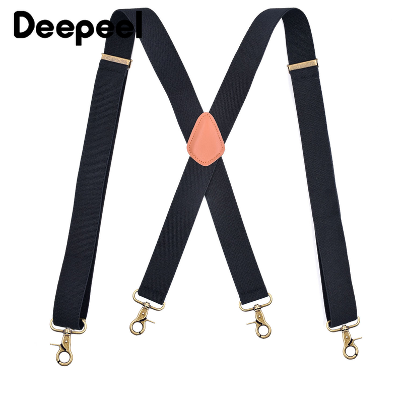 1Pc 3.5X120cm Men's Suspenders 4 Clips Buckles Adjustable X-Type Hook Clasp Braces Adult Elastic Belt for Male Pants Wide Strap