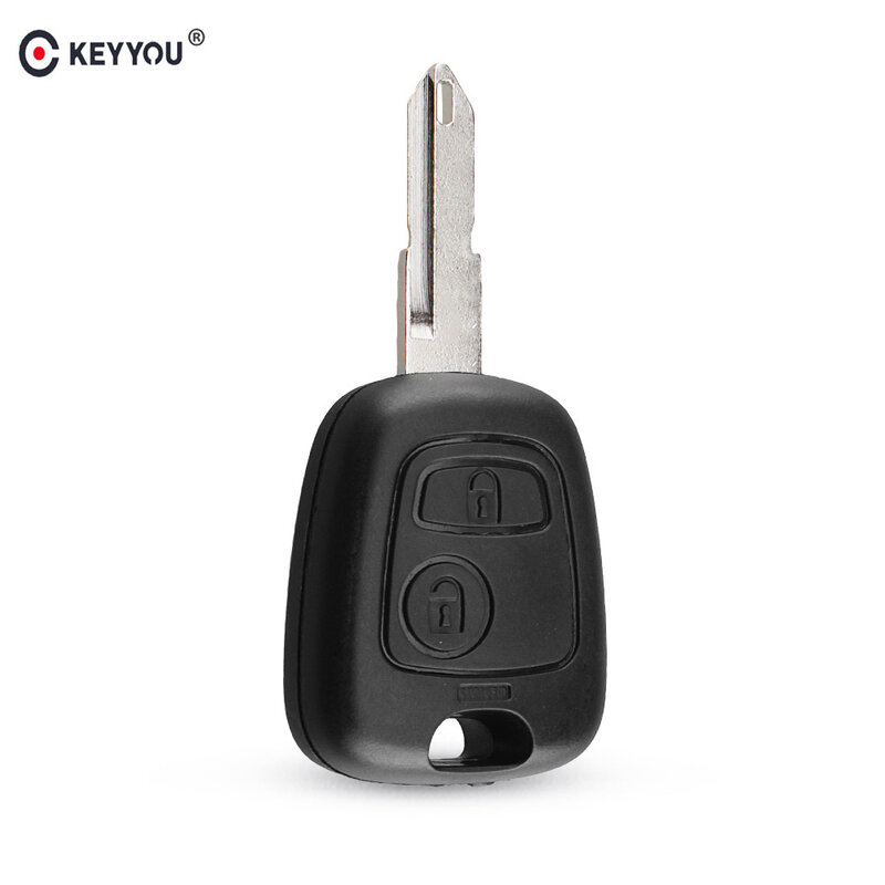 KEYYOU-Carcasa para llave de coche, funda protectora de 2 botones para llavero remoto de Peugeot 206 106 306 406 NE73 Blade