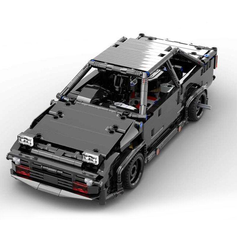 MOC-70592 AE86 czarny samochód sportowy klocki do budowy technologia majsterkowania DIY montaż elektroniczny rysunek bez naklejki zabawki dla dzieci