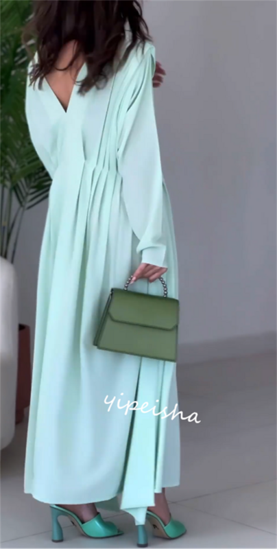 Ballkleid Saudi-Arabien Satin drapiert Heimkehr A-Linie V-Ausschnitt maßge schneiderte Anlass Kleid Midi Kleider