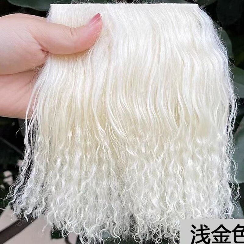 High Quality Sheepskin Wool Lamb Mongolia Fur Pelt Hair Row Curly Hair Extensions BJD SD Blyth Dolls Wigs Hair Wefts Accessories