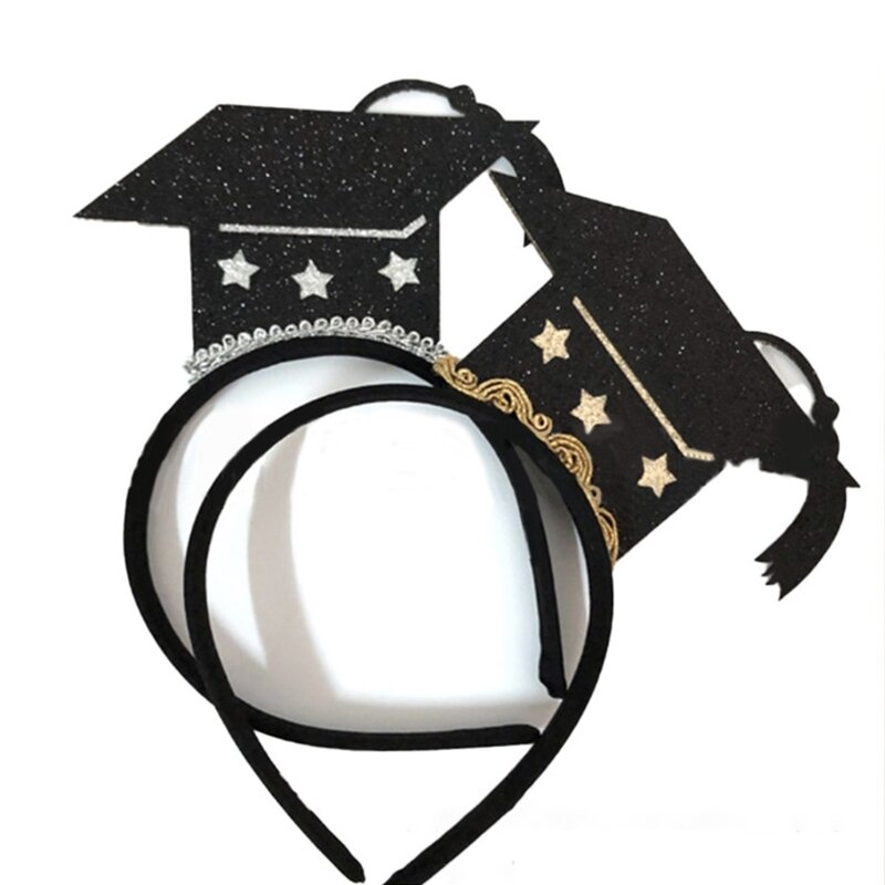 MXMB College-Studenten-Abschlusshut-Stirnband für Feier, Pailletten-Haarband, Unisex