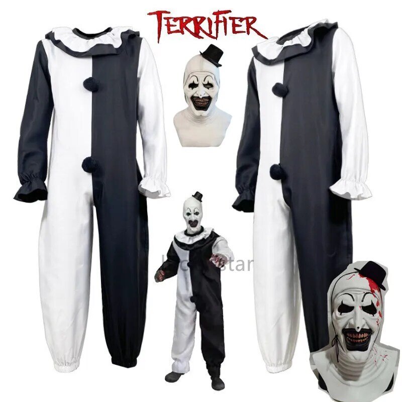 Costume de Cosplay du Clown Terrifier 2 pour Homme et Femme, Combinaison, Masque d'Halloween