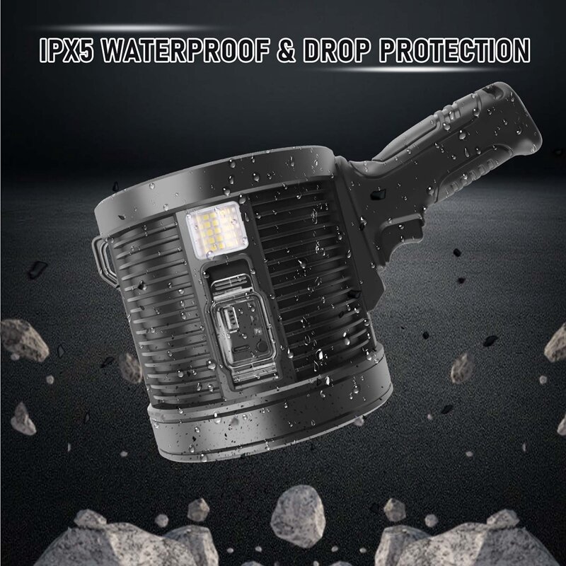 Rechargeable Spotlight,100000 Lumens LED Spot Lights Handheld Large Flashlight Super Bright Outdoor Solar Spotlights