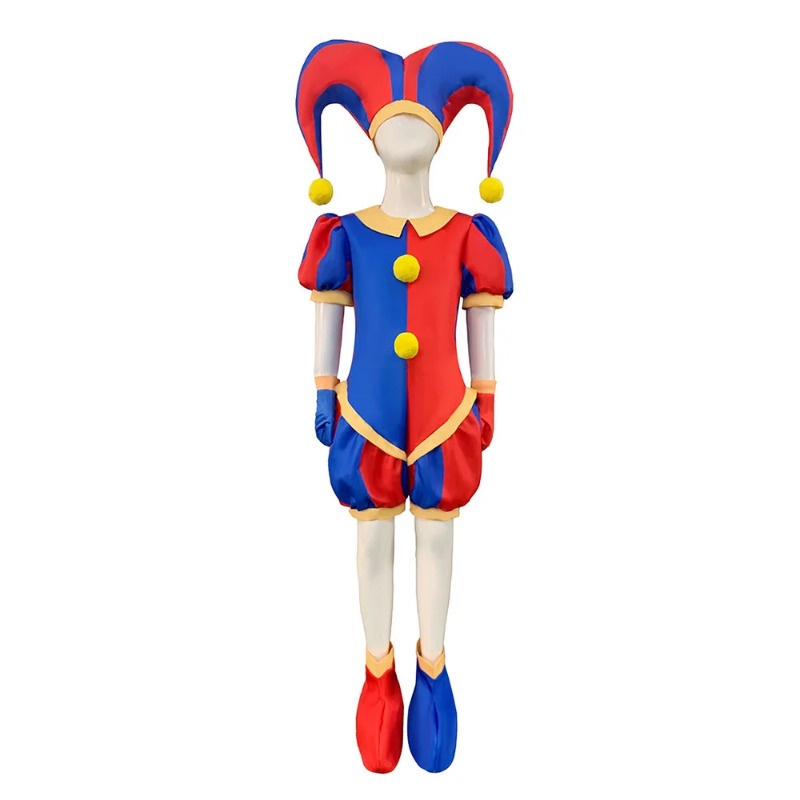 Der erstaunliche digitale Zirkus Pomni Cosplay Kostüm Uniform Overall Hut Bodysuit Mensch für erwachsene Kinder Kostüm Cartoon Cos