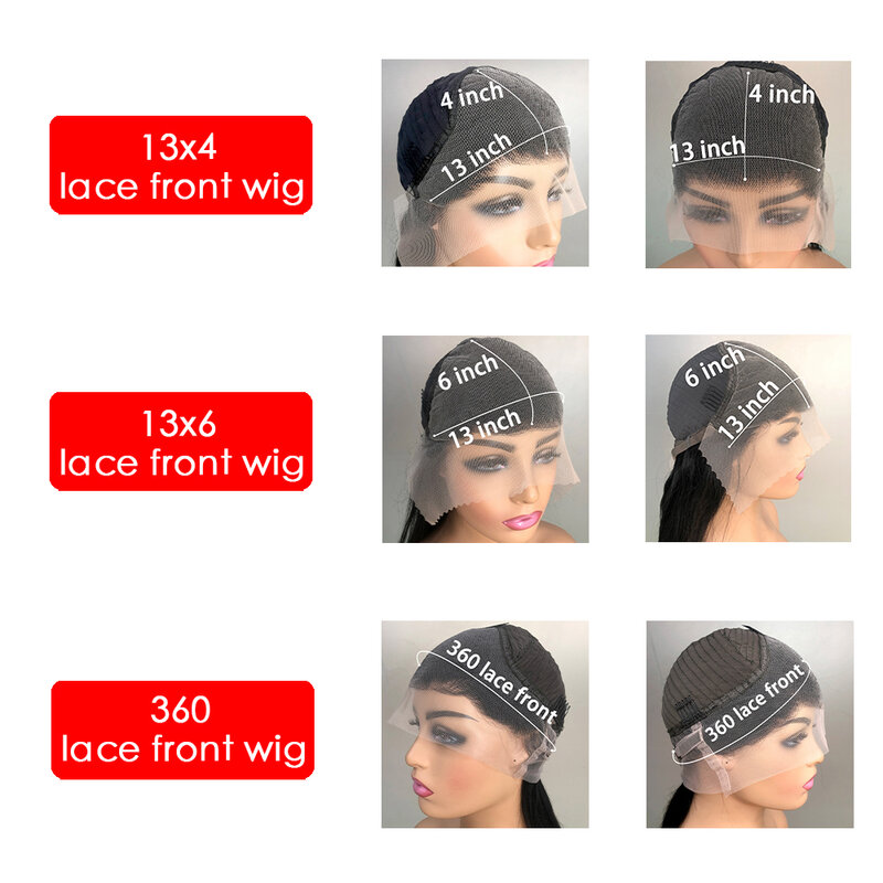 Peruca de cabelo humano frontal com renda reta para mulheres, castanho chocolate, pré arrancada, transparente, 13x6, 13x4 HD