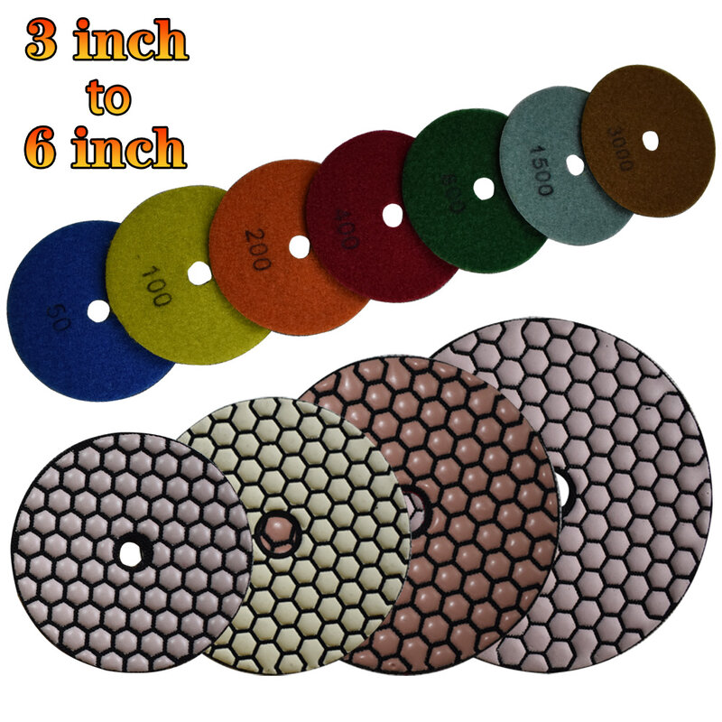 Алмазные полировальные диски, насадки для сухой и влажной шлифовки, 80-150 мм, 3/4/5/6 дюймов, для мрамора, гранита, бетона