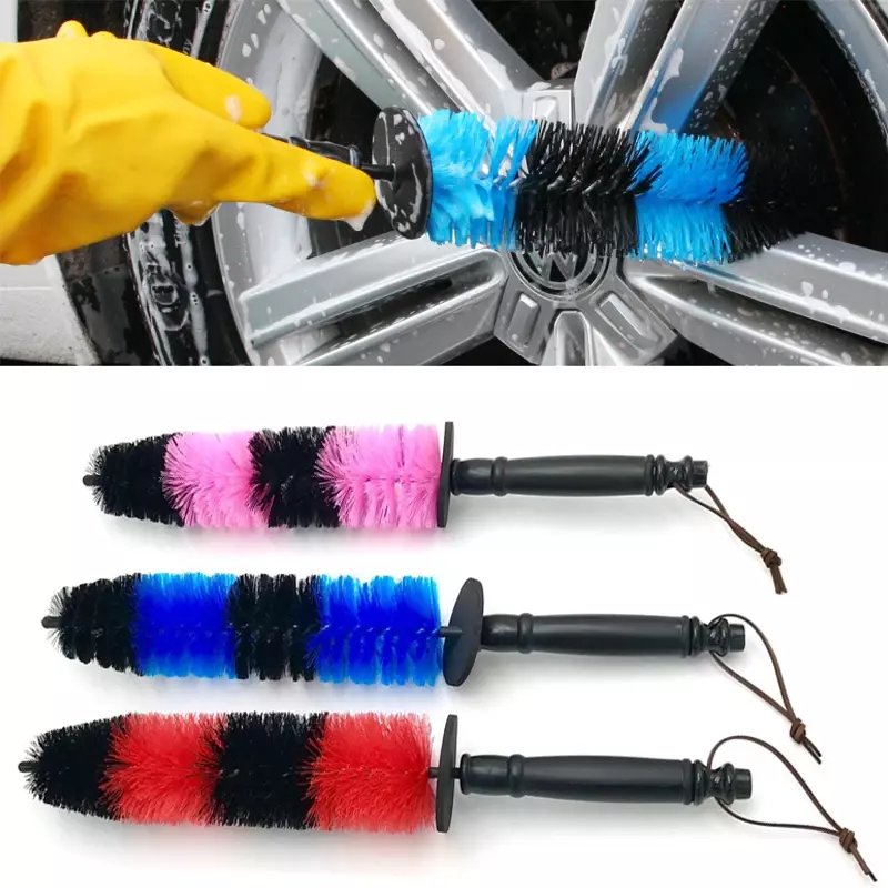 Cepillo de rueda multifunción, herramientas de lavado automático con mango de plástico, para detalles de llanta de coche