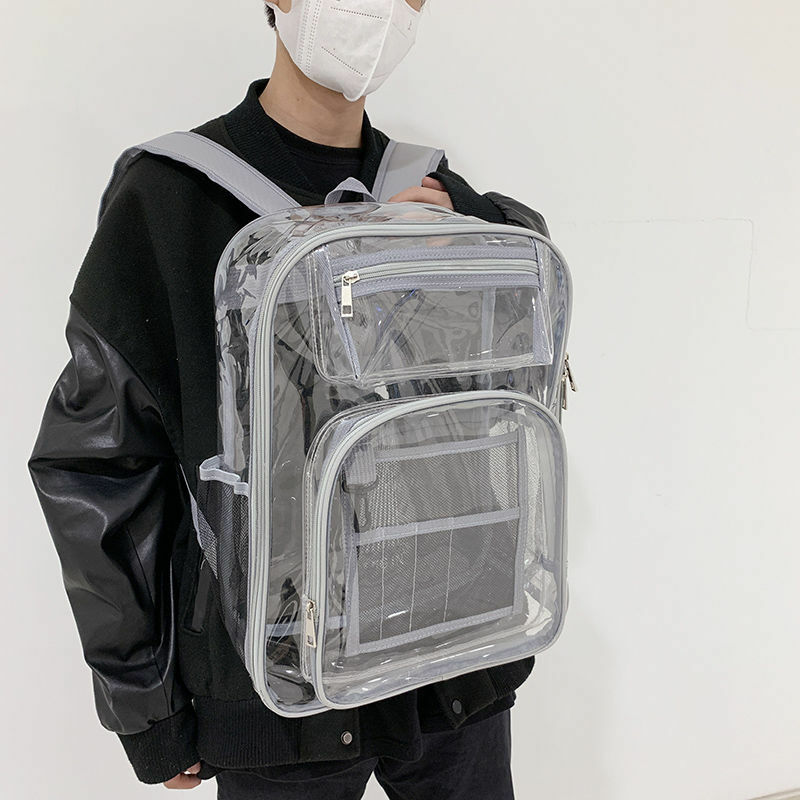 Zaino 2023 estate nuova moda PVc trasparente zaini Unisex cerniera Bookbag ad alta capacità Street Style