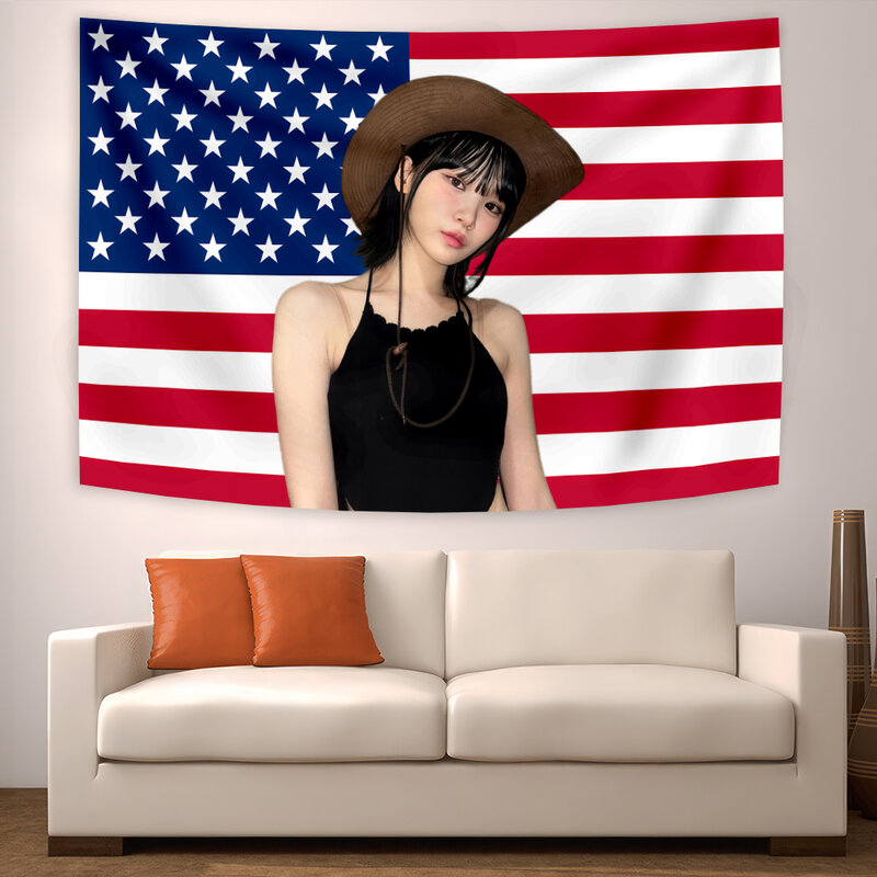 Chaewons 미국 국기 태피스트리 포스터 재미있는 배너, 기숙사 침실 벽 대학 파티, 실내 야외 장식, 3x5