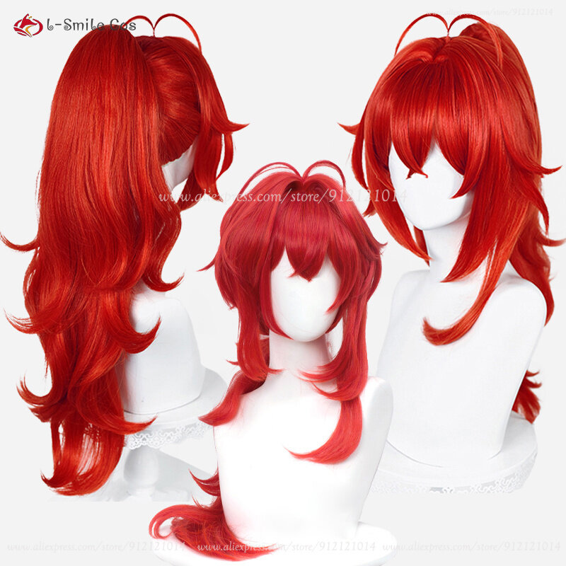 Разбавитель Ragnvindr, парик для игр, красный цвет, с высоким конским хвостом, термостойкие синтетические волосы, аниме парики + парик