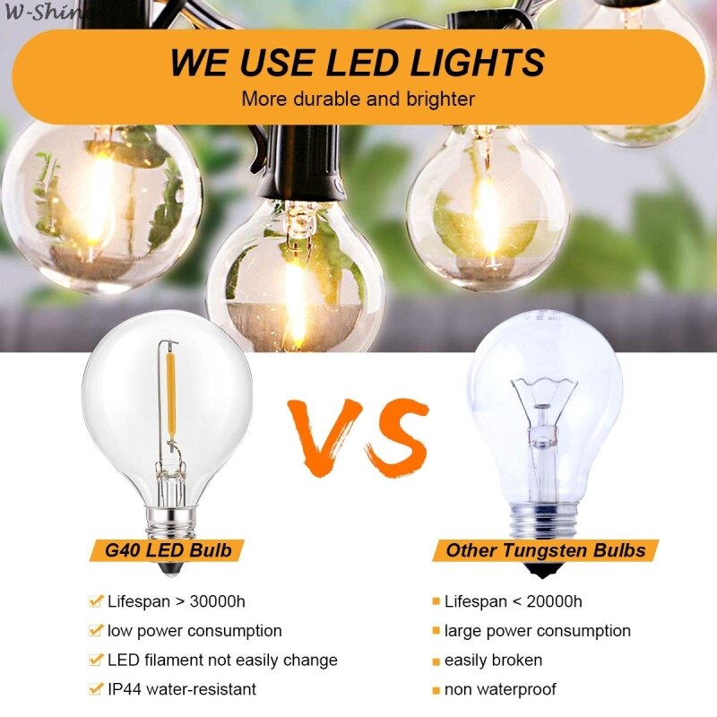 NEW LED Solar String Lights IP65 Waterproof Outdoor Christmas Decoration Bulb Retro Holiday Garland Garden Furniture Fairy Lamp