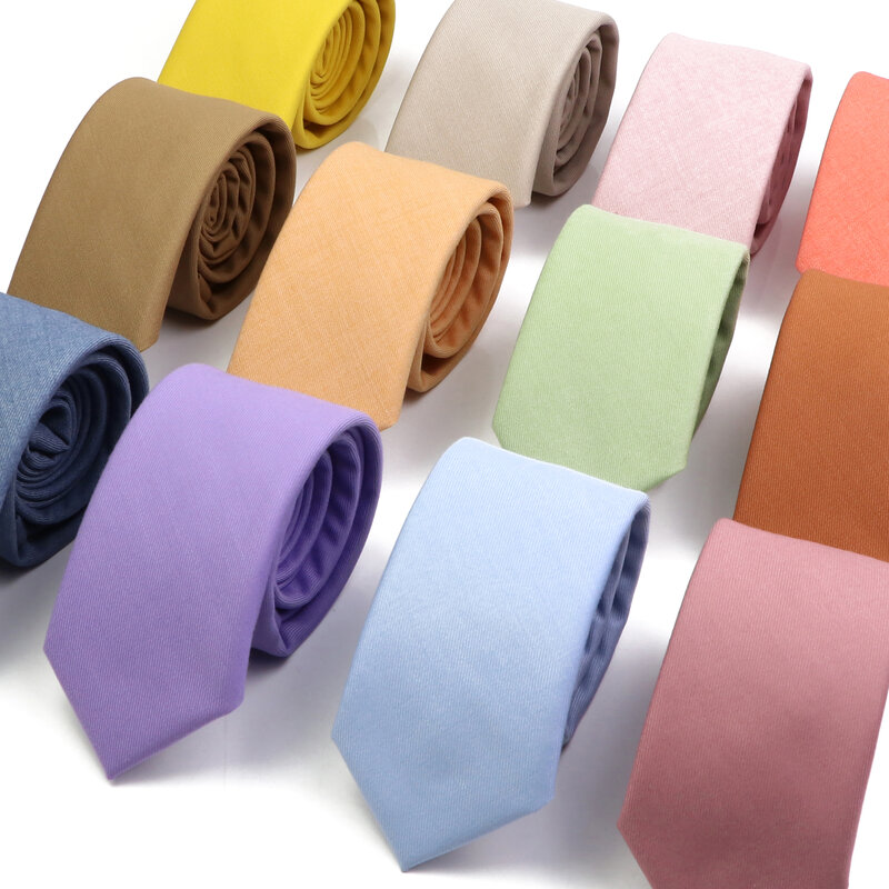 Corbata de Color sólido para hombre, corbata romántica de alta densidad, 100% algodón, cuello estrecho, accesorios informales ajustados, novedad