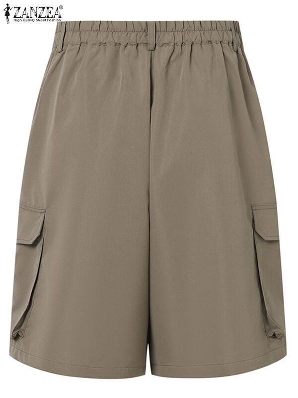 ZANZEA Women Cargo Shorts Casual Loose Pockets Wide Leg Shorts Streetwear Hip Hop Camouflage Shorts 2024 Summer Baggy Trousers