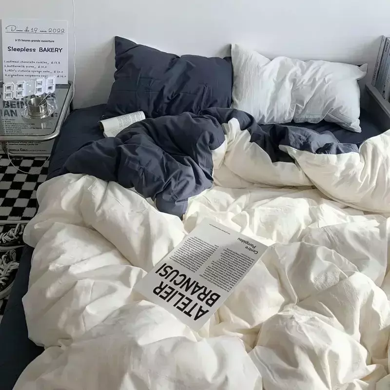 Einfarbiger doppelter Bett bezug doppelseitiger nordischer Einfachheit Queen-Size-Bett bezug Komfort 200x230 (kein Kissen bezug)
