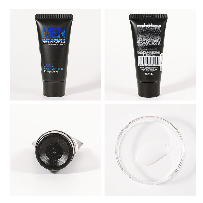 LAIKOU-limpiador Facial Exfoliante para hombres, Limpieza Profunda, refrescante, Control de aceite, elimina la piel muerta, limpiador Facial hidratante, 50g