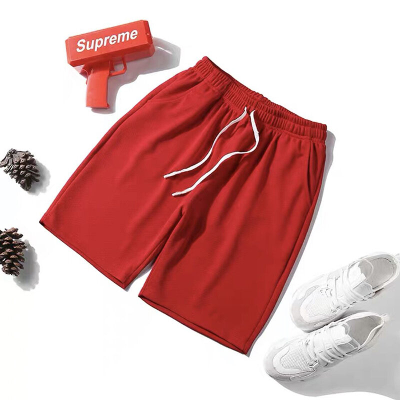 Celana pendek Soild tali serut pria, Bawahan kasual Gym, olahraga basket lari, pantai kebugaran 5XL musim panas
