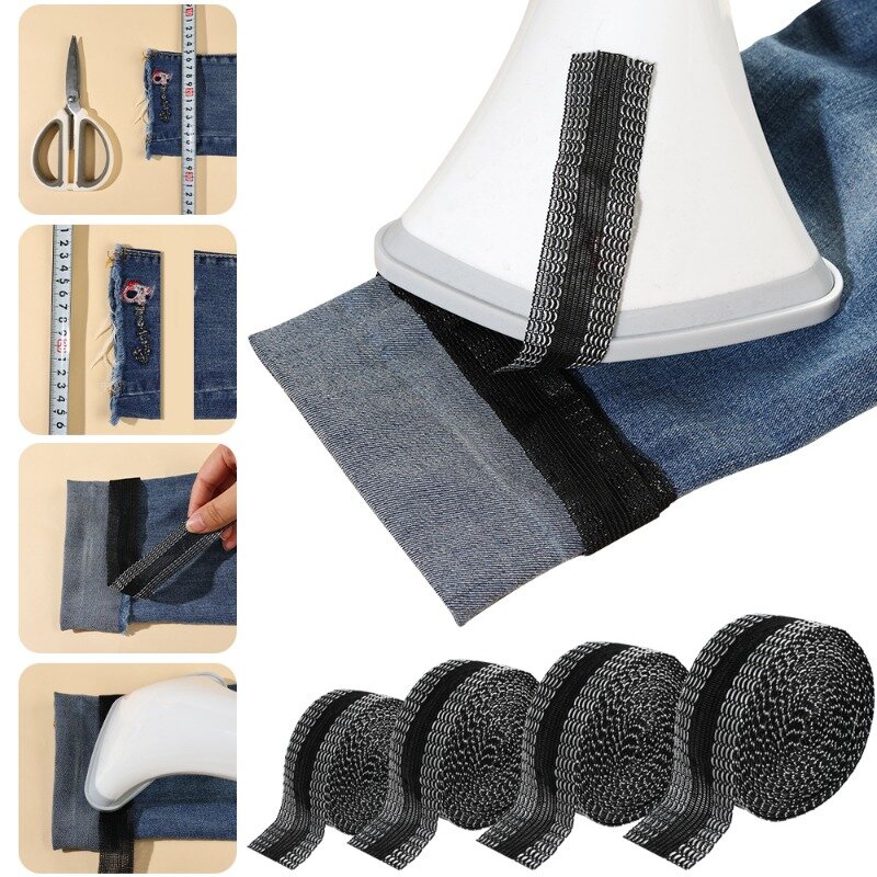 Auto-adesivo Pant Paste Tape, Pants Edge Encurtar Calças Patch, Vestuário Iron-On Fita de Tecido, DIY Costura Suprimentos, 1 m, 2 m, 3 m, 4 m, 5m