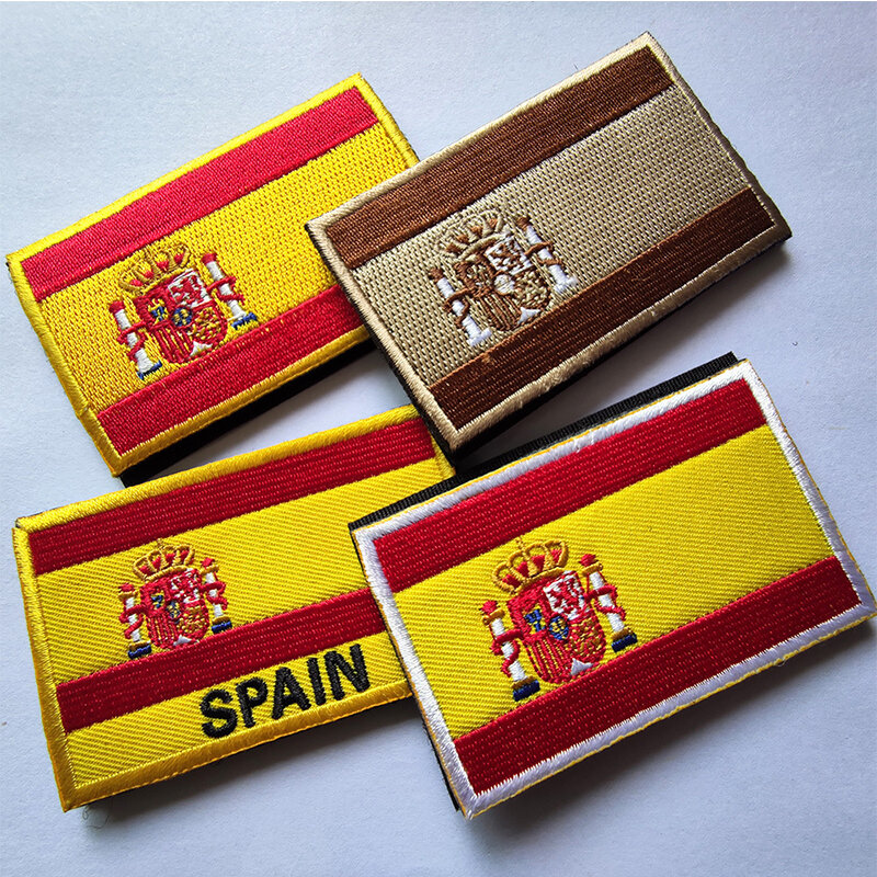 3D 자수 패치 포르투갈 스페인 국기 해골 육군 군사 패치 엠블럼 스페인 국기 고무 PVC 자수 배지