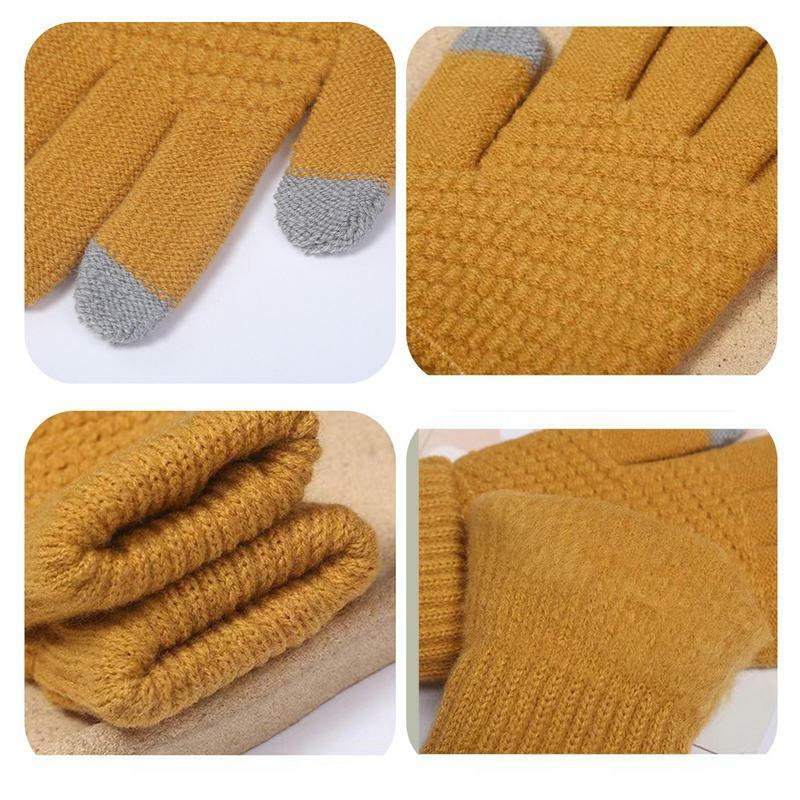 Heated Gloves USB Velvet USB Heating Mittens Winter Hands Warm Gloves Touchscreen Jacquard Knitted For Outdoor