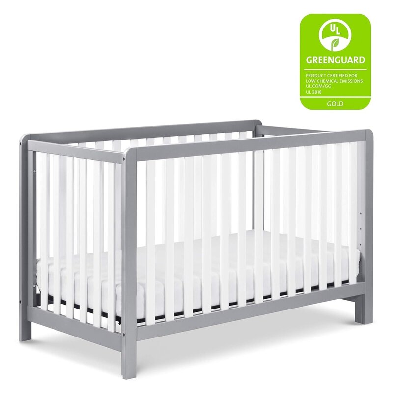 Colby 4-in-1 Low-Profile Convertible Crib in Grey and White, Greenguard Gold Certified