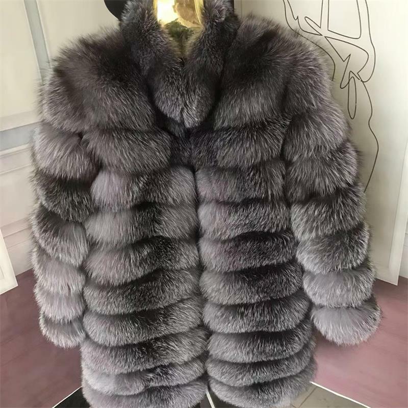 Neue echte Pelz mäntel Frauen natürliche echte Pelz jacken Weste Winter oberbekleidung Frauen silberblauer Fuchs mantel hochwertige Pelz kleidung