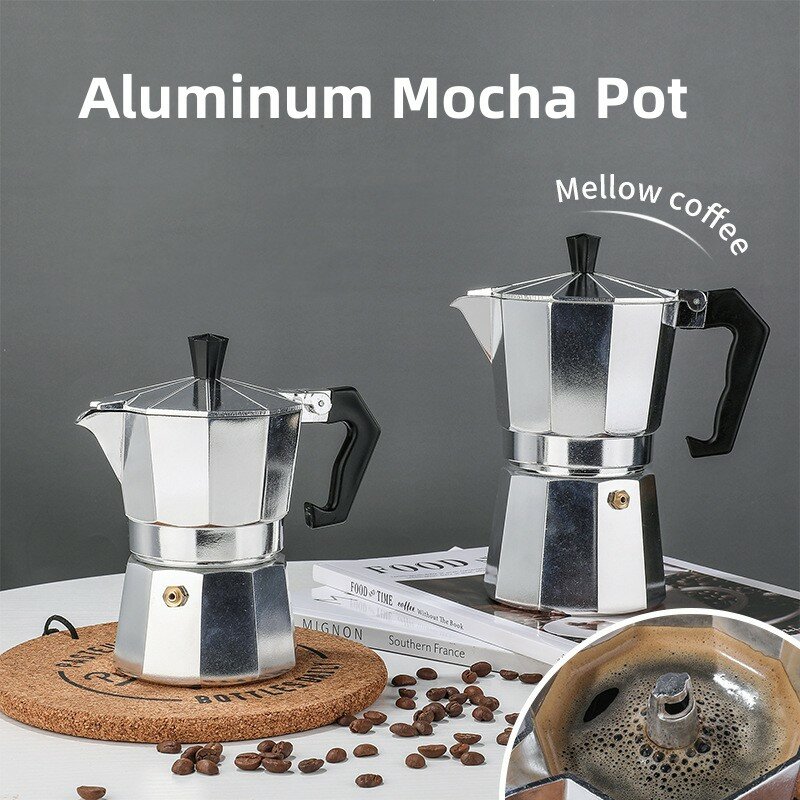 Italian Classic Coffee Maker Aluminum Moka Pots Espresso Percolator Pot Stovetop Espresso Shot Maker Espresso Machine Coffeeware
