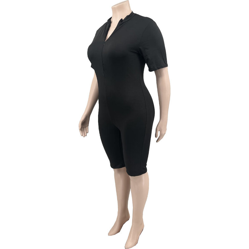 Женский короткий однотонный комбинезон на молнии, цельная ткань, женские модные брюки, женский спортивный костюм, Элегантный Летний комбинезон 2023