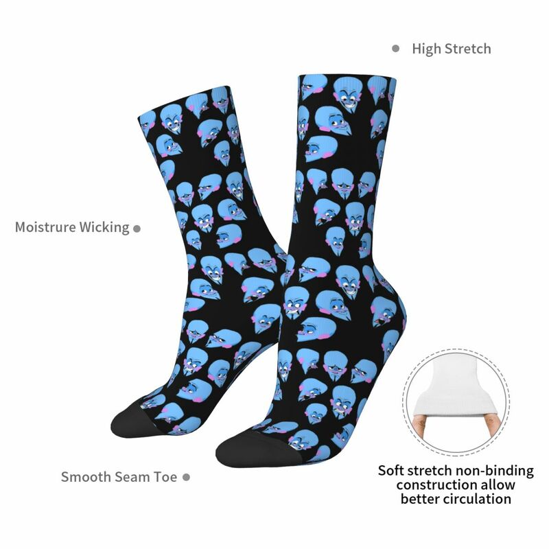 Megamind-calcetines largos absorbentes de sudor para hombre y mujer, medias Harajuku, accesorios para todas las estaciones, regalo de cumpleaños