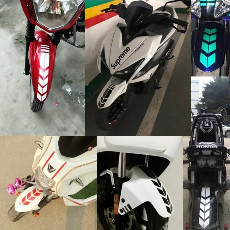 Pegatinas de rayas de flecha para motocicleta, pasta de guardabarros Universal, impermeable, a prueba de aceite, cinta reflectante, calcomanía, accesorios para Moto